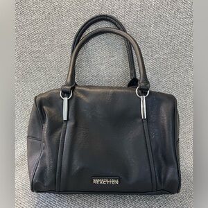 Kenneth Cole Reaction Black and Silver Satchel with Structured Design
